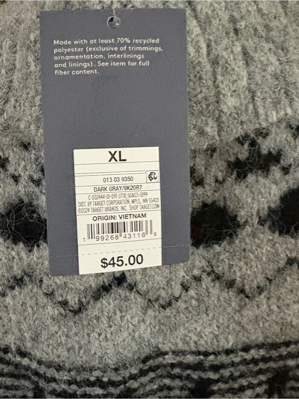 5/$30 Universal Thread Gray Fair Isle Button-Placket Turtleneck Sweater NWT XL